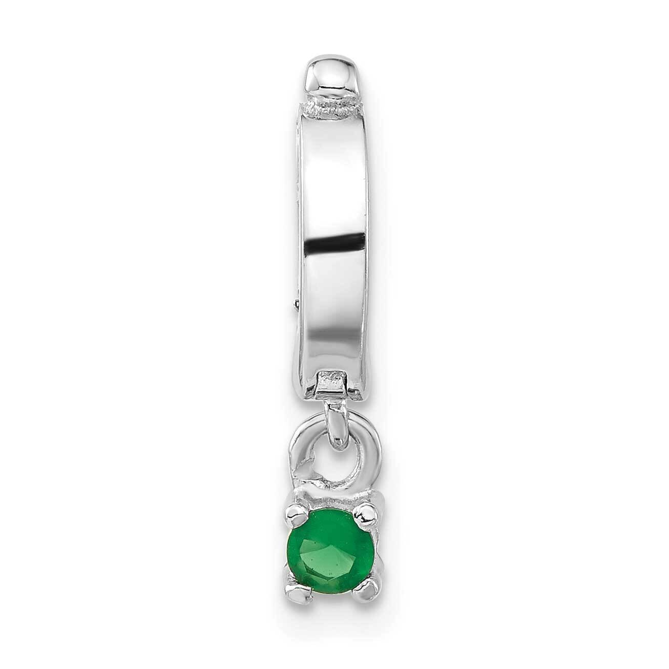 Green CZ Hinged Pendant Sterling Silver Polished QP1009, MPN: QP1009,