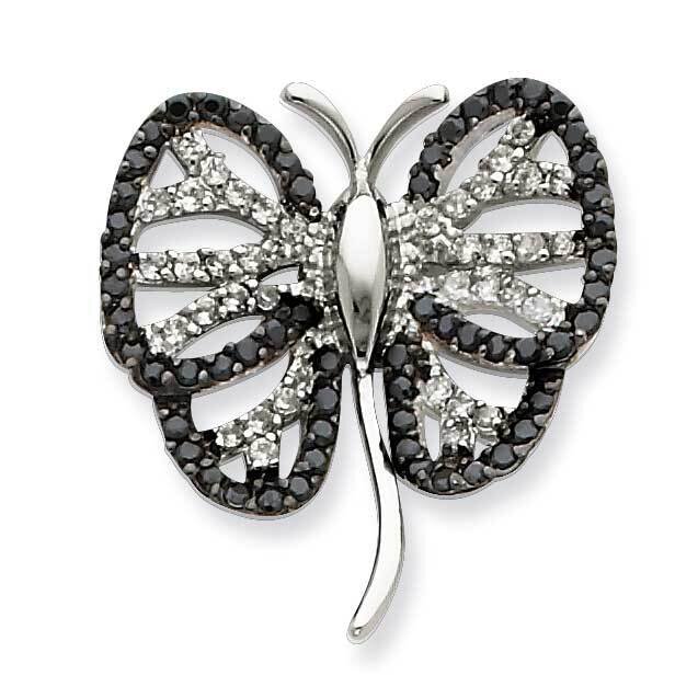 Black & Clear CZ Dragonfly Pendant Sterling Silver QP1804