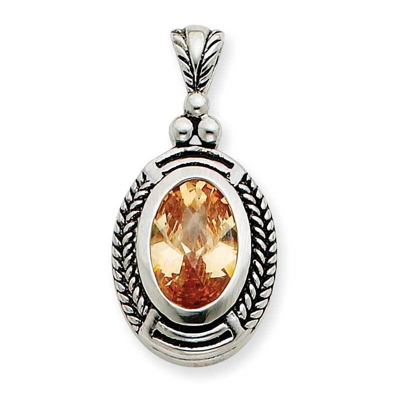 Oval Champagne CZ Pendant Sterling Silver QP654, MPN: QP654, 883957961330