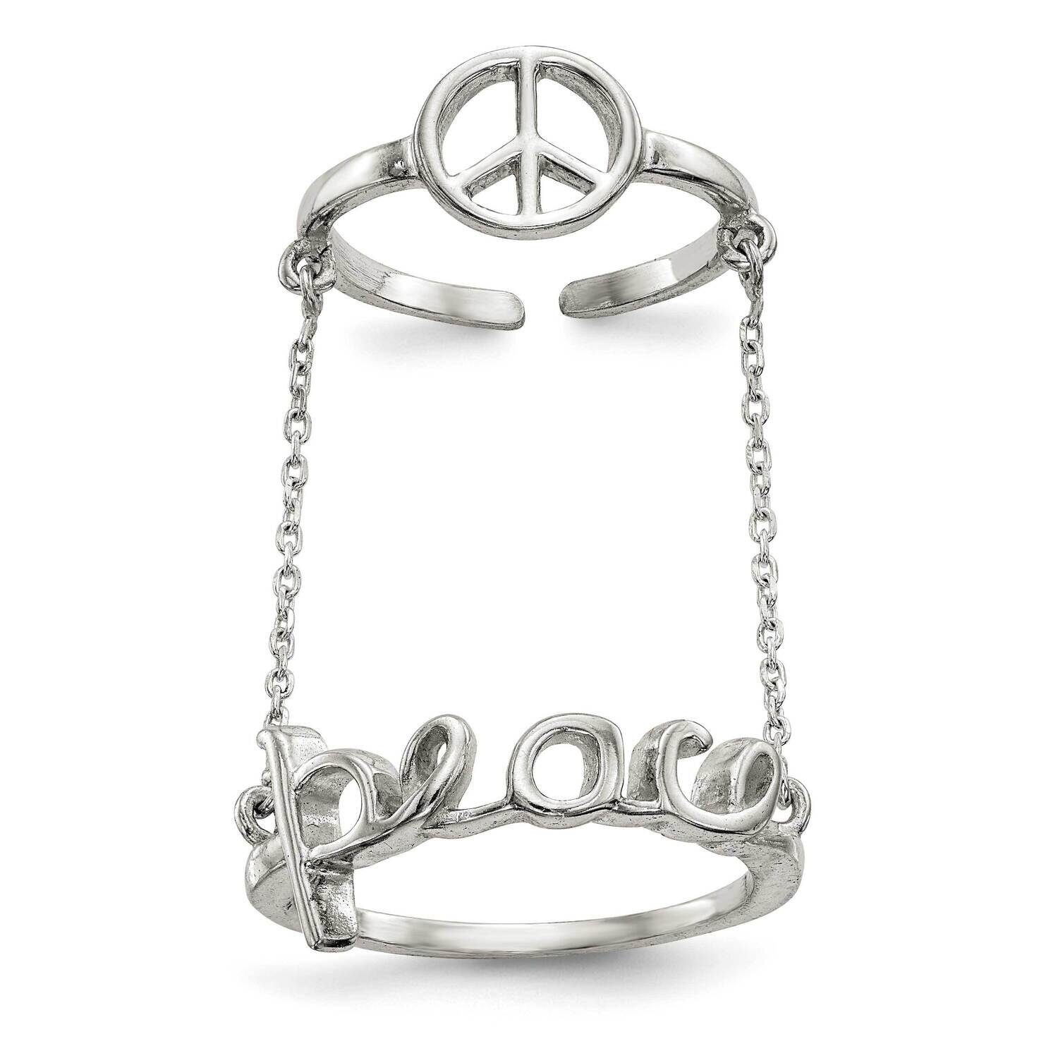 Chain & Peace Double Ring Sterling Silver Polished QR6537-7