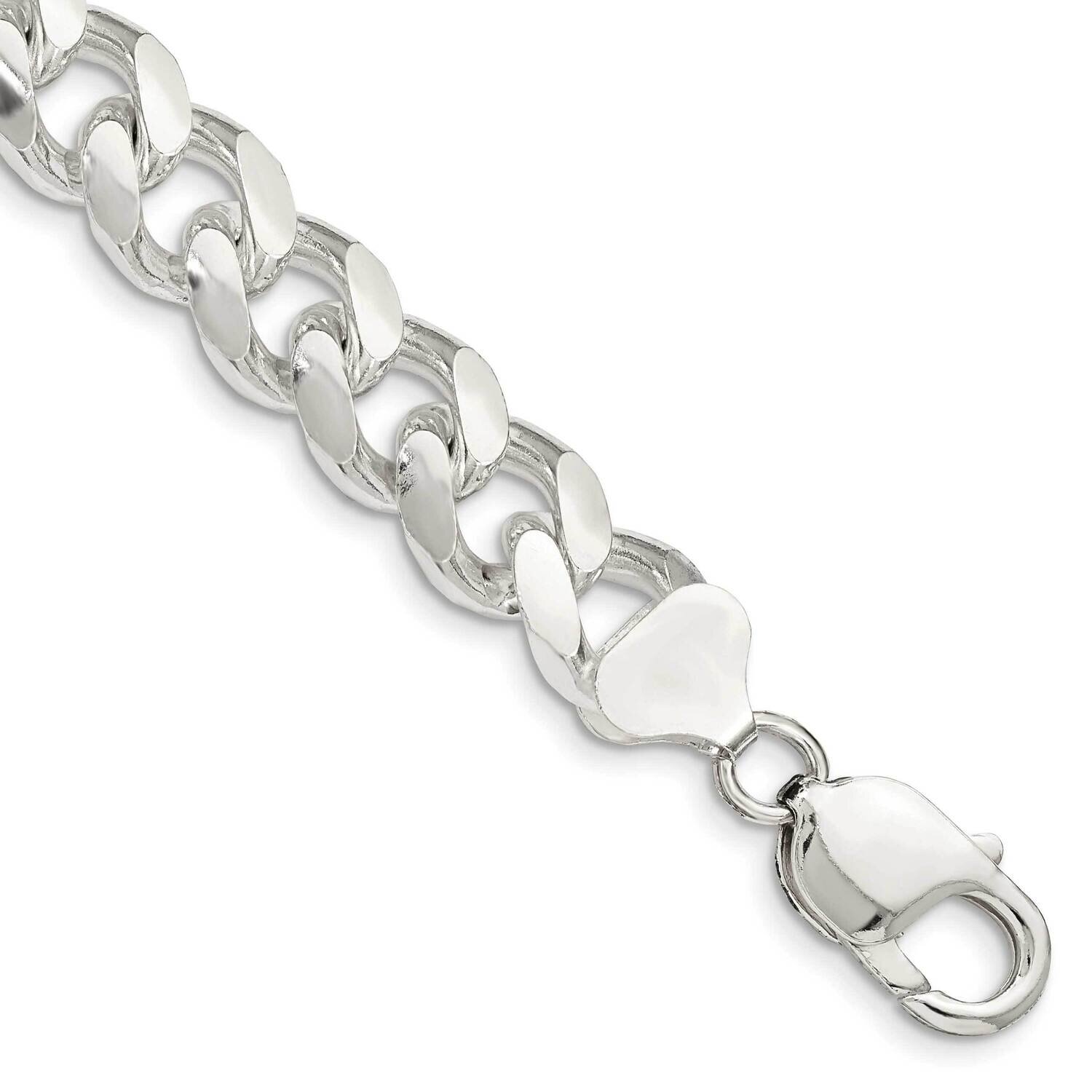 10.5mm Domed with Side Diamond-Cut Curb Chain 10 Inch Sterling Silver QRC300-10