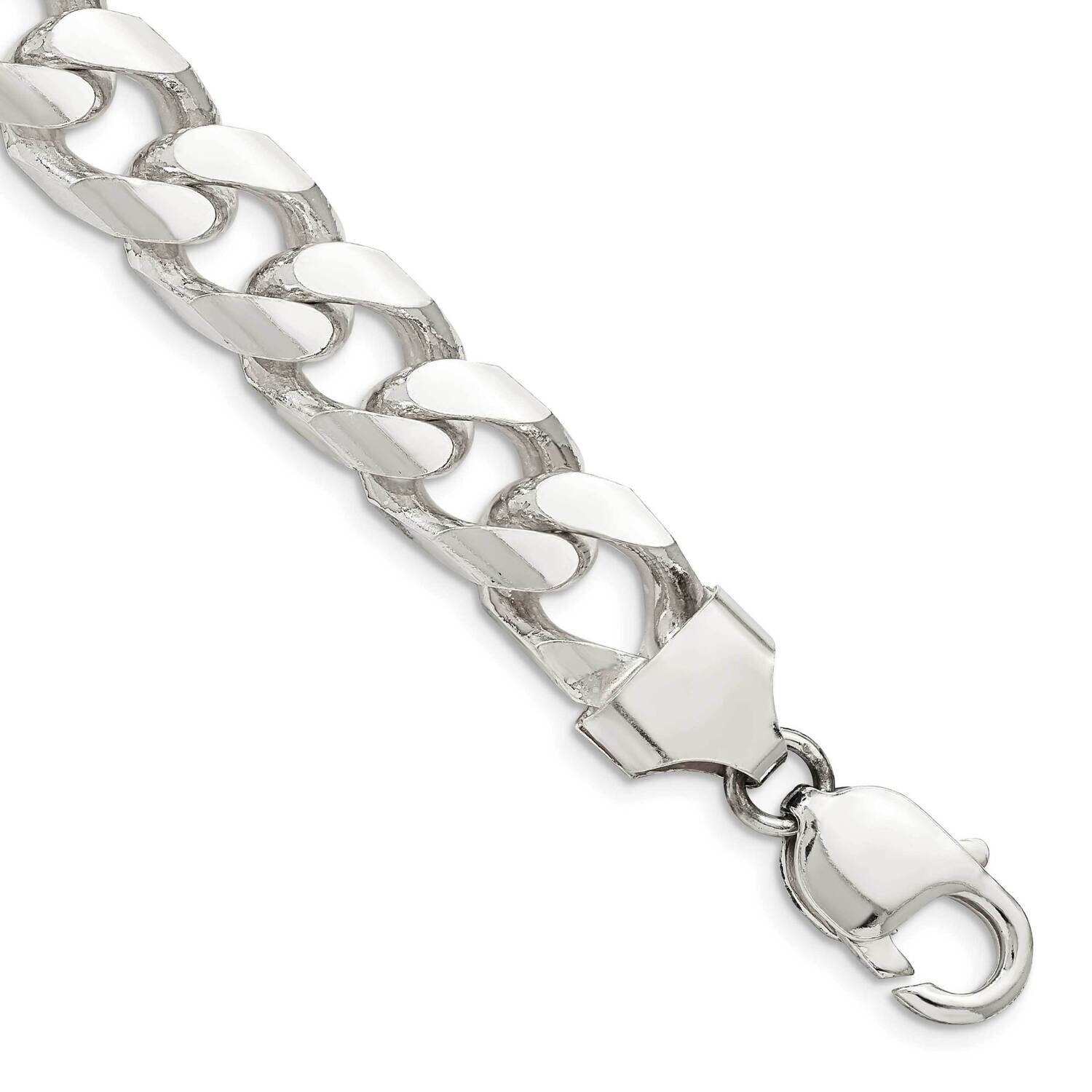 11mm Domed with Side Diamond-Cut Curb Chain 10 Inch Sterling Silver QRC350-10
