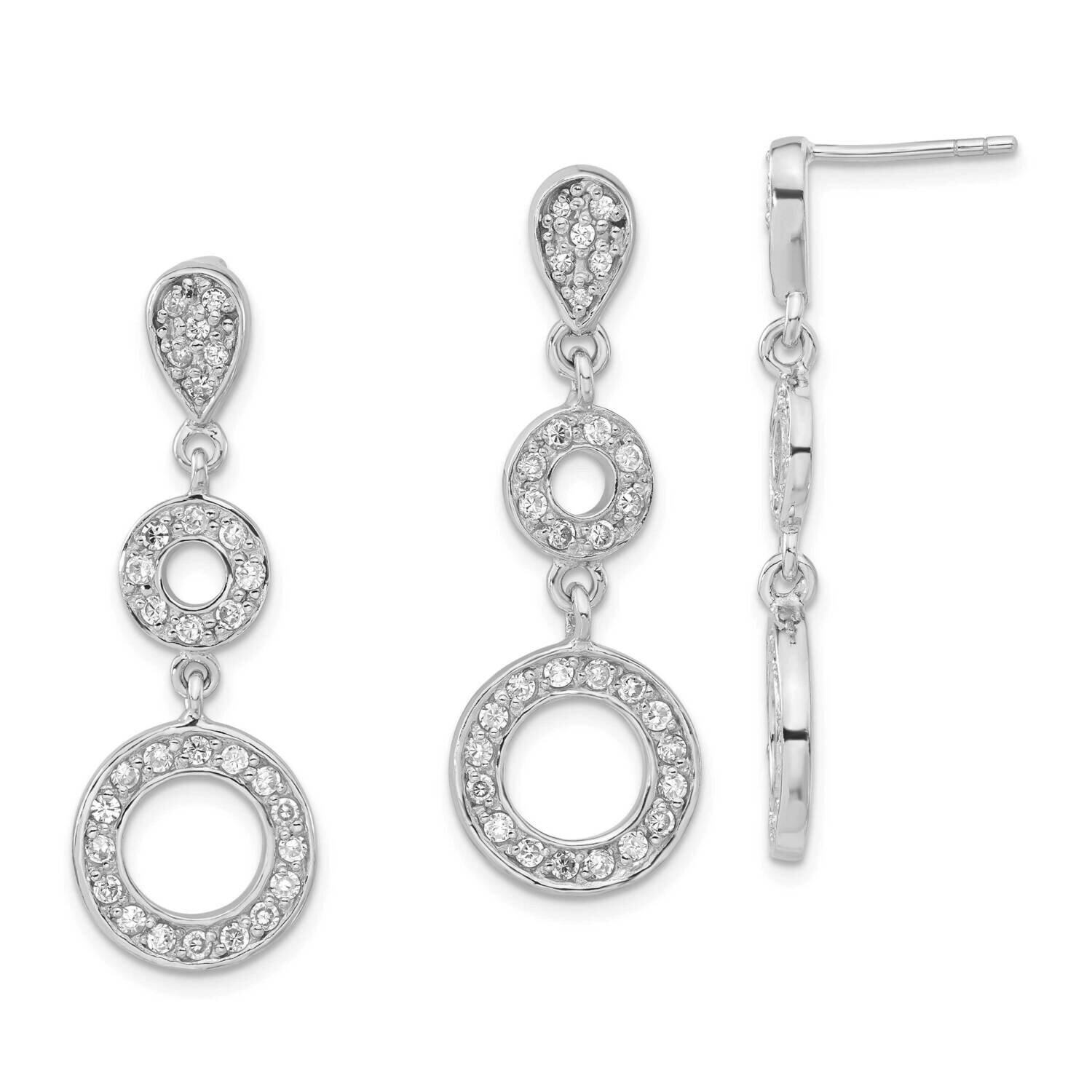 CZ Circle Pendant &amp; Earring Set Sterling Silver Polished QST200, MPN: QST200, 883957040691