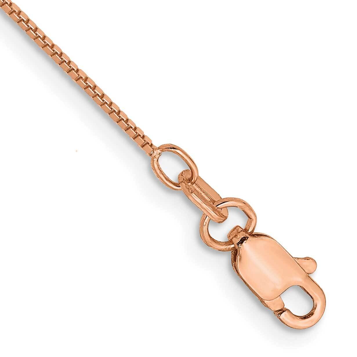 10 Inch .7mm Box Link with Lobster Clasp Chain Anklet 14K Rose Gold RSC1-10
