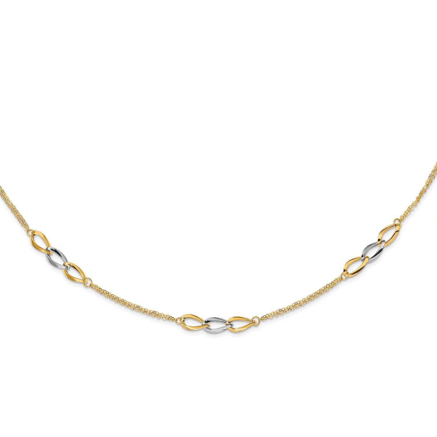 Polished with .25 Inch Extension Fancy Link Necklace 14k Two-Tone Gold SF2616-31.5