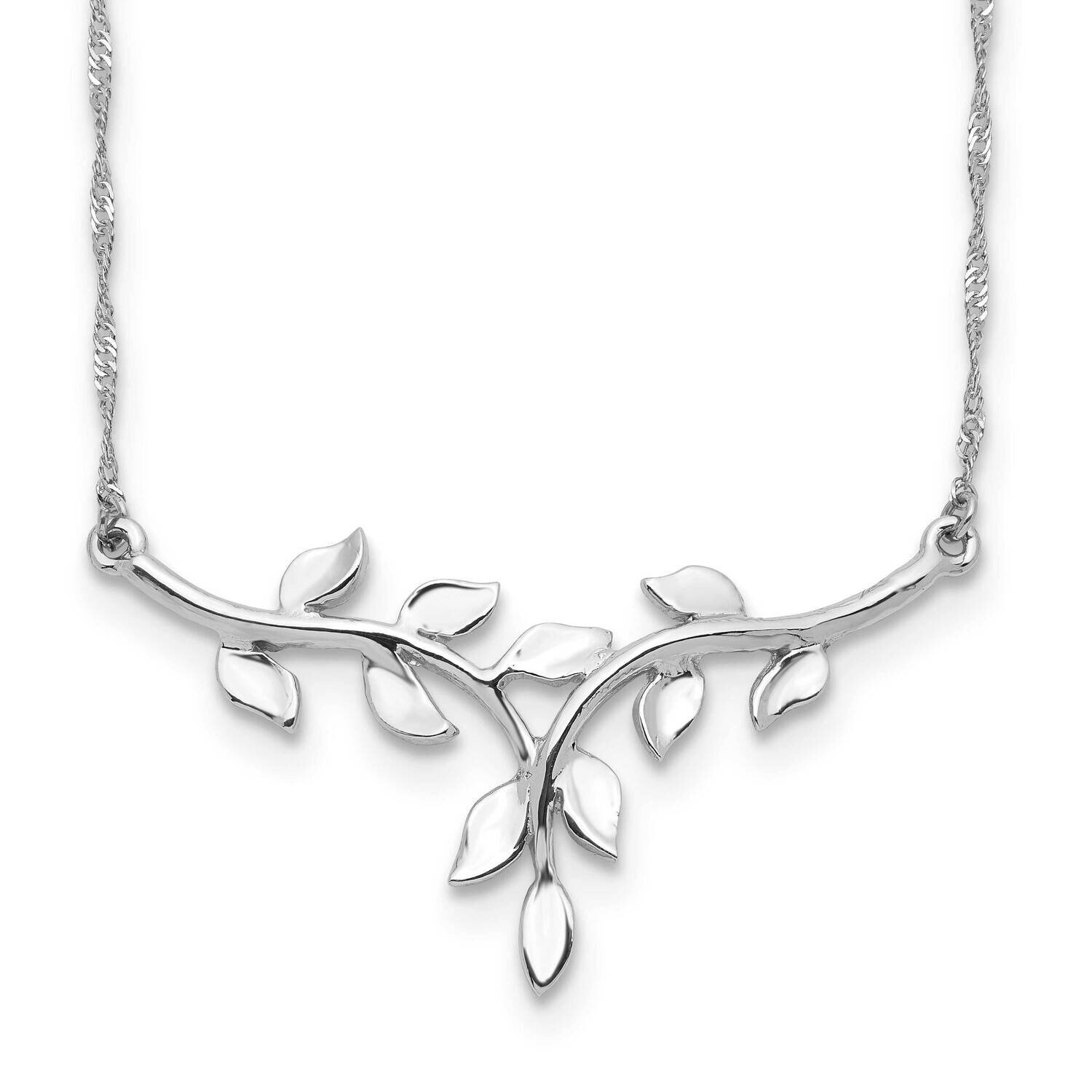 White Polished Leaf Necklace 14k Gold SF2638-17