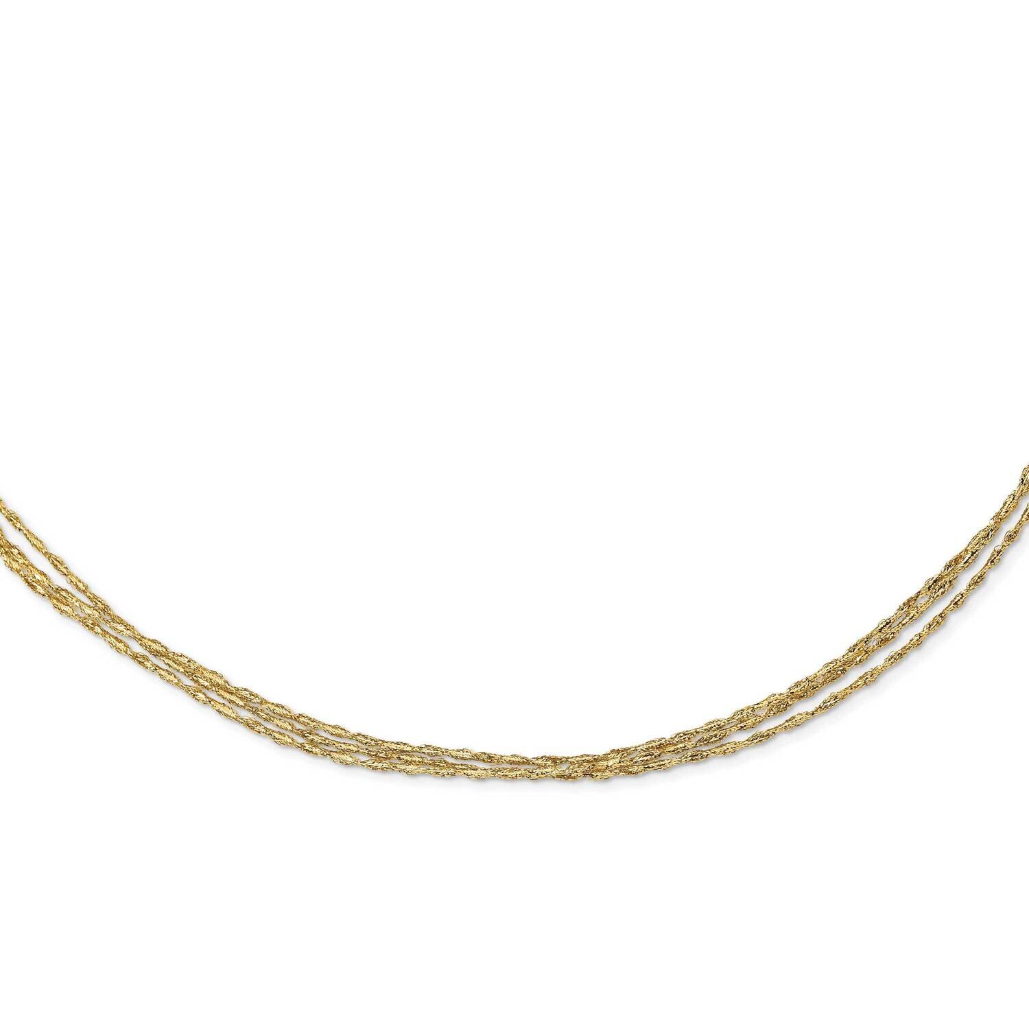 Three Strand Twisted Stretch Mesh Necklace 14k Gold SF2740-17.5