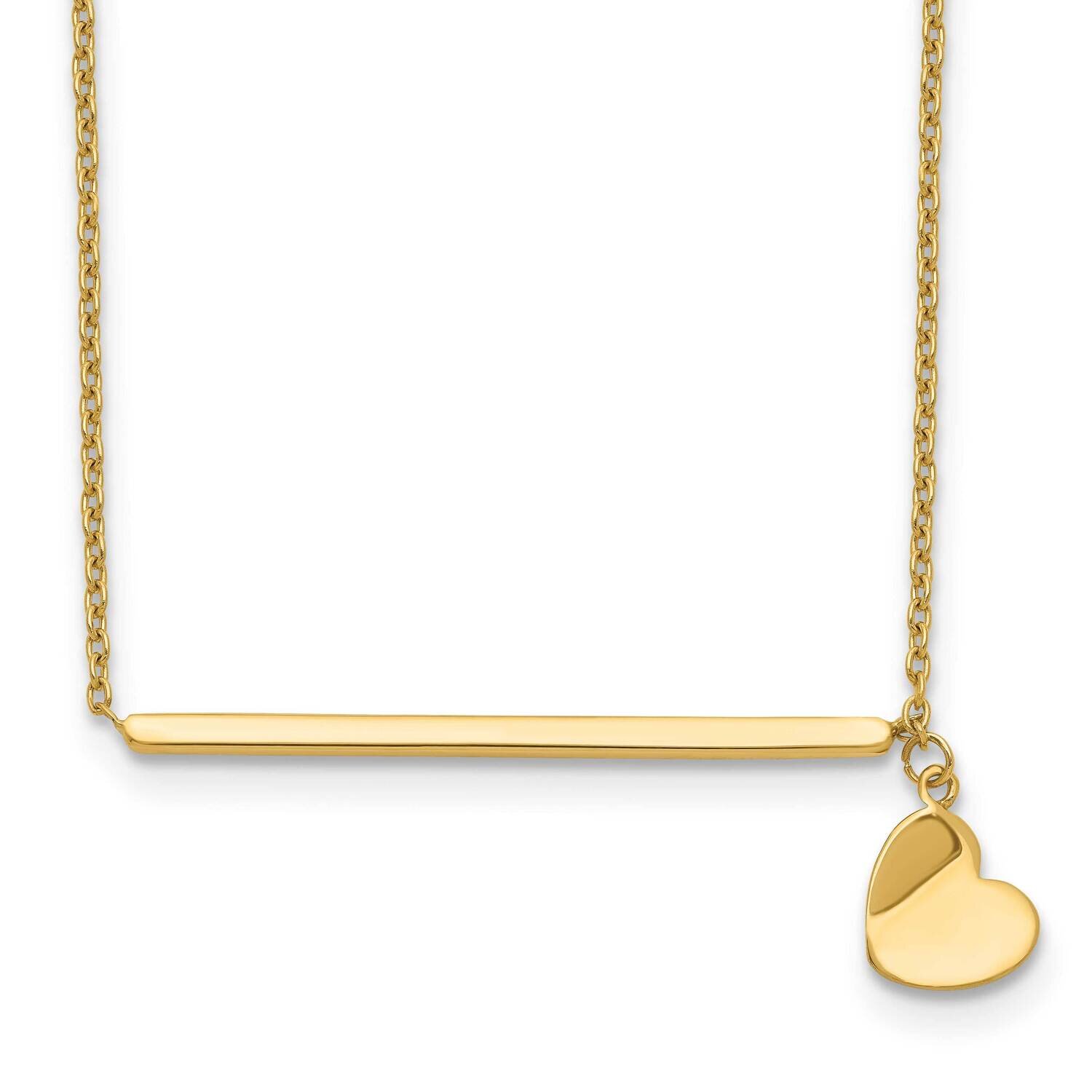 14K Polished Heart with 2 Inch Extension Necklace 14k Gold Polished SF2659-13