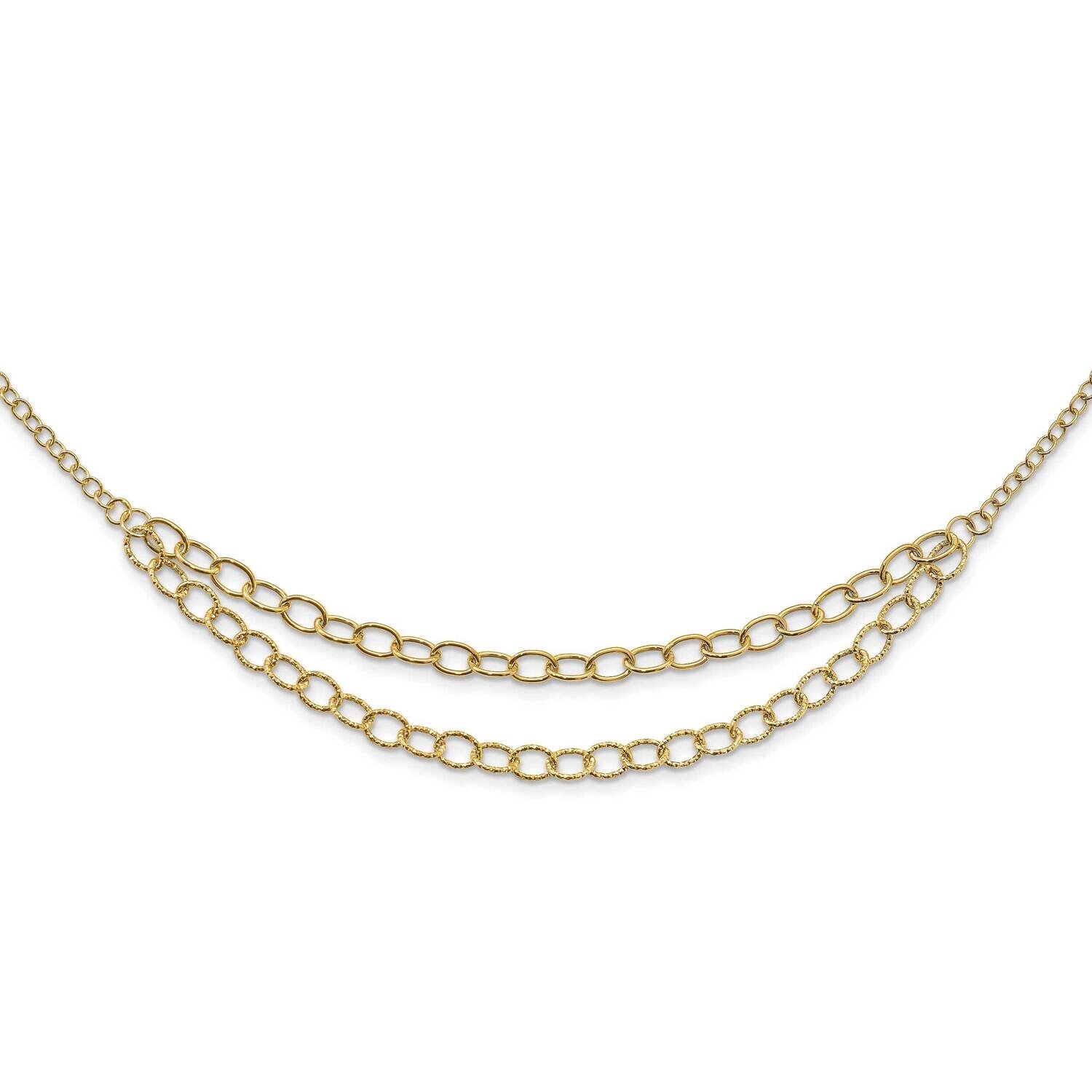 14K Polished & Textured Fancy Link Layered Necklace 14k Gold Polished SF2842-18