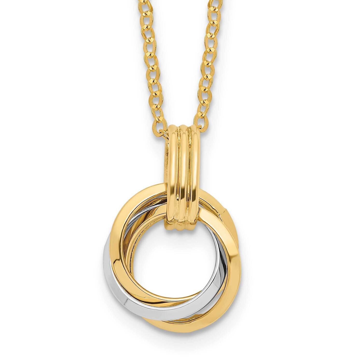 Polished Intertwined Circles with .25 Inch Extension Necklace 14k Two-Tone Gold SF2925-16.75
