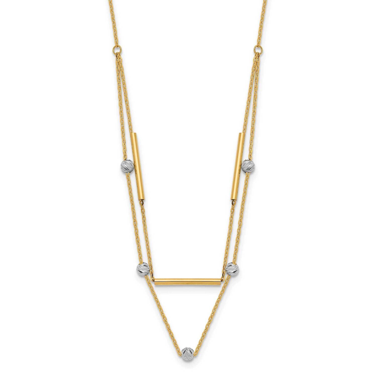 Diamond-Cut Beads Fancy 17 Inch Necklace 14k Two-Tone Gold SF2948-17