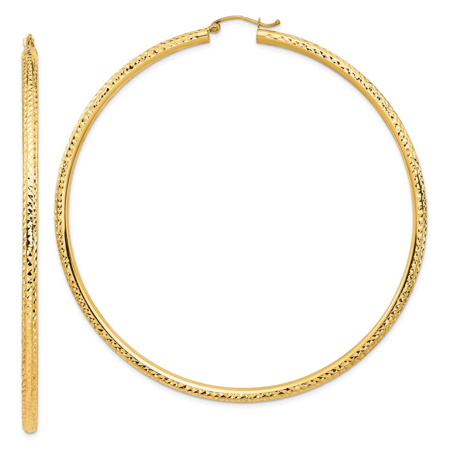 Lightweight 3mm Diamond-Cut Hoop Earrings 14k Gold TC1014, MPN: TC1014, 883957900353
