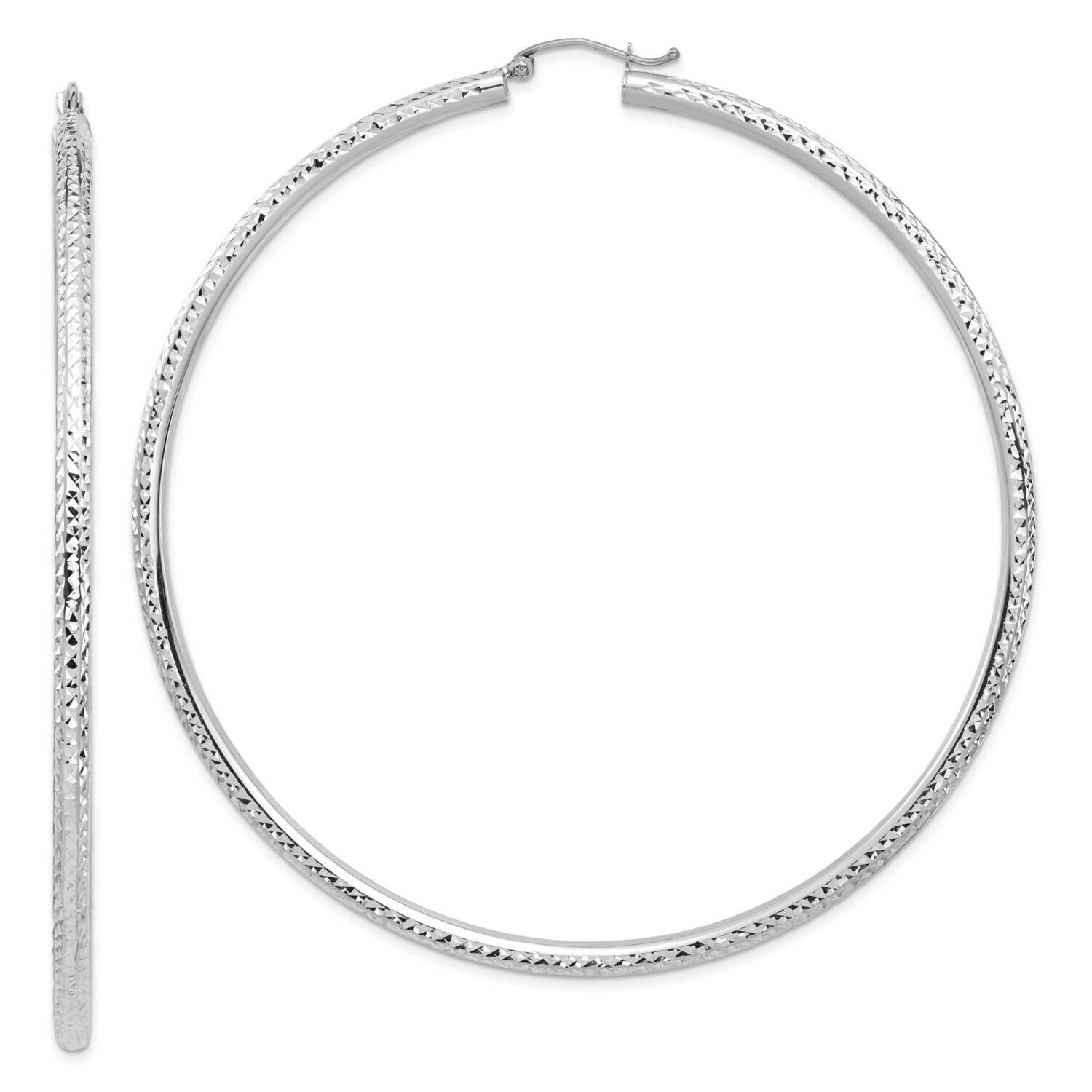 Lightweight 3mm Diamond-Cut Hoop Earrings 14k White Gold TC1014W, MPN: TC1014W, 883957900360