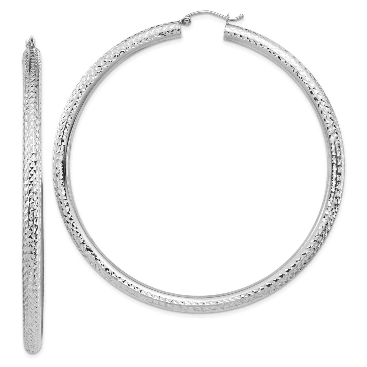 Diamond-Cut 4X70mm Lightweight Round Tube Hoop Earrings 14k White Gold TC1020W, MPN: TC1020W, 88395…