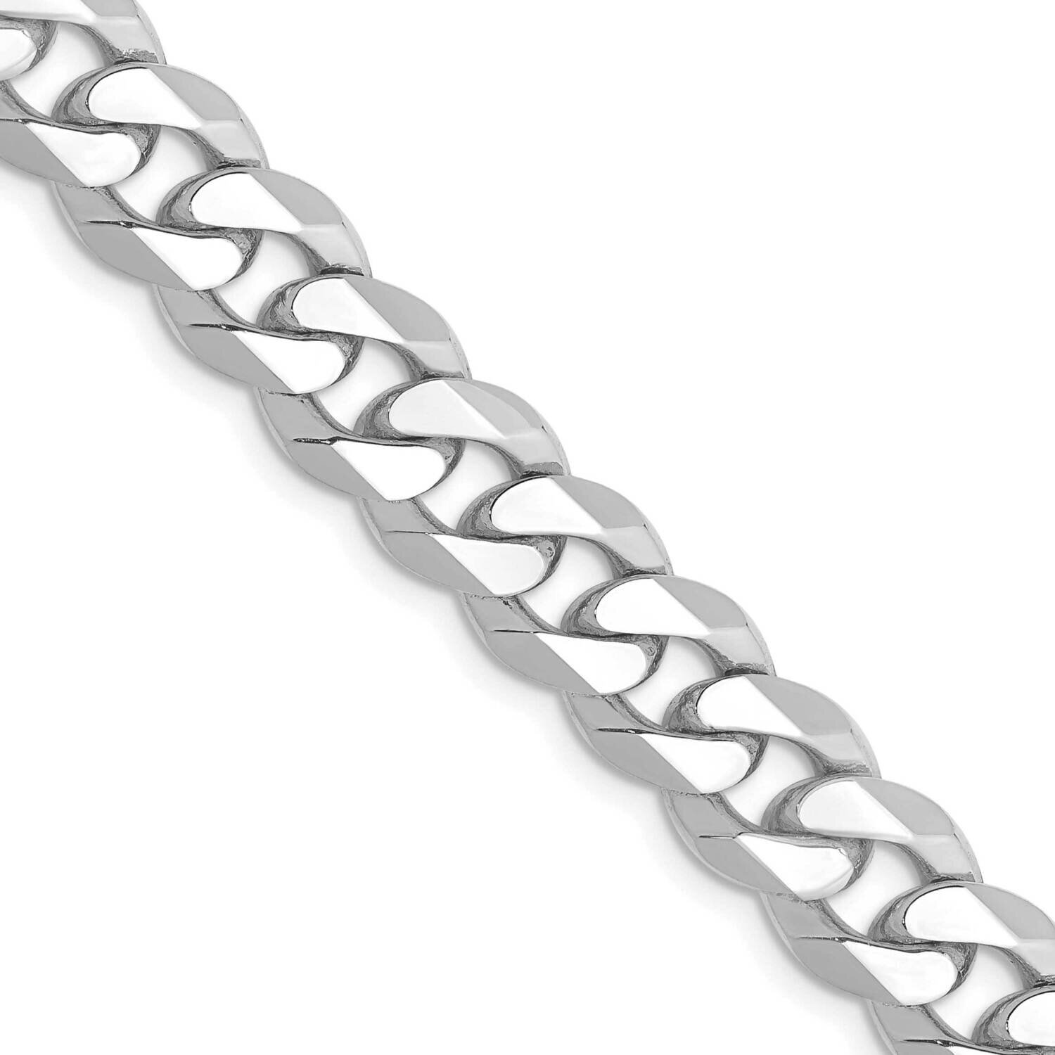 22 Inch 8.5mm Flat Beveled Curb with Lobster Clasp Chain 14k White Gold WFBU220-22