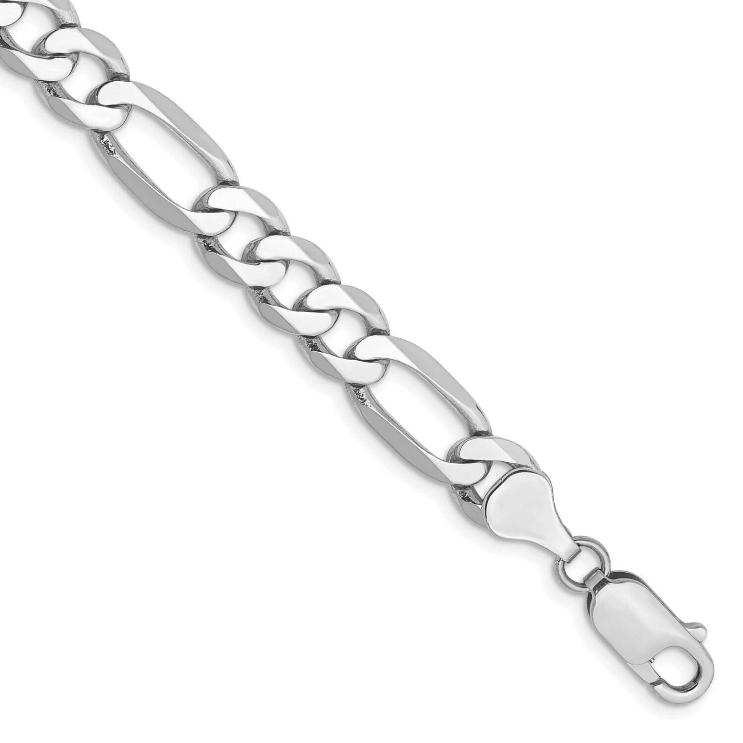 9 Inch 7mm Flat Figaro with Lobster Clasp Chain 14k White Gold WFIG180-9