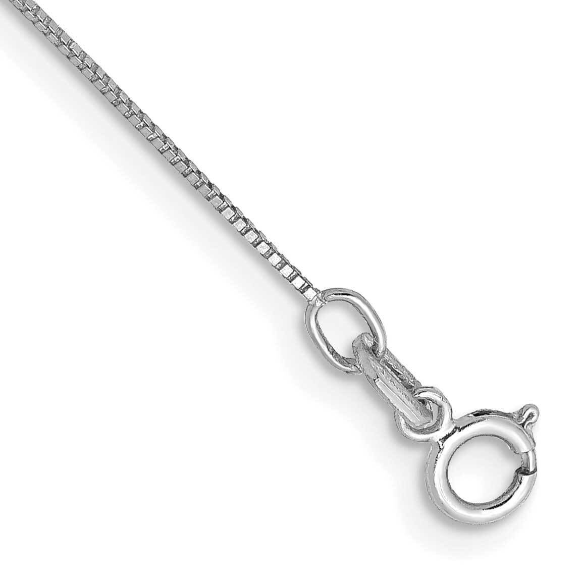 10 Inch .5mm Box with Spring Ring Clasp Anklet 14k White Gold WLB040-10