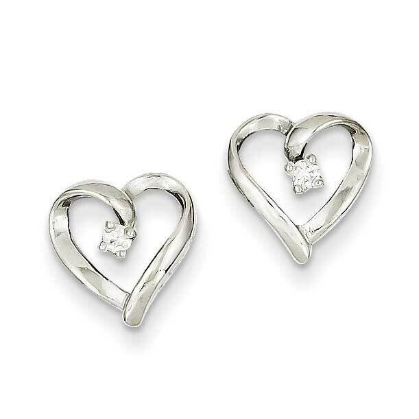 A Diamond Heart Earring 14k White Gold XE46WA, MPN: XE46WA, 883957093437