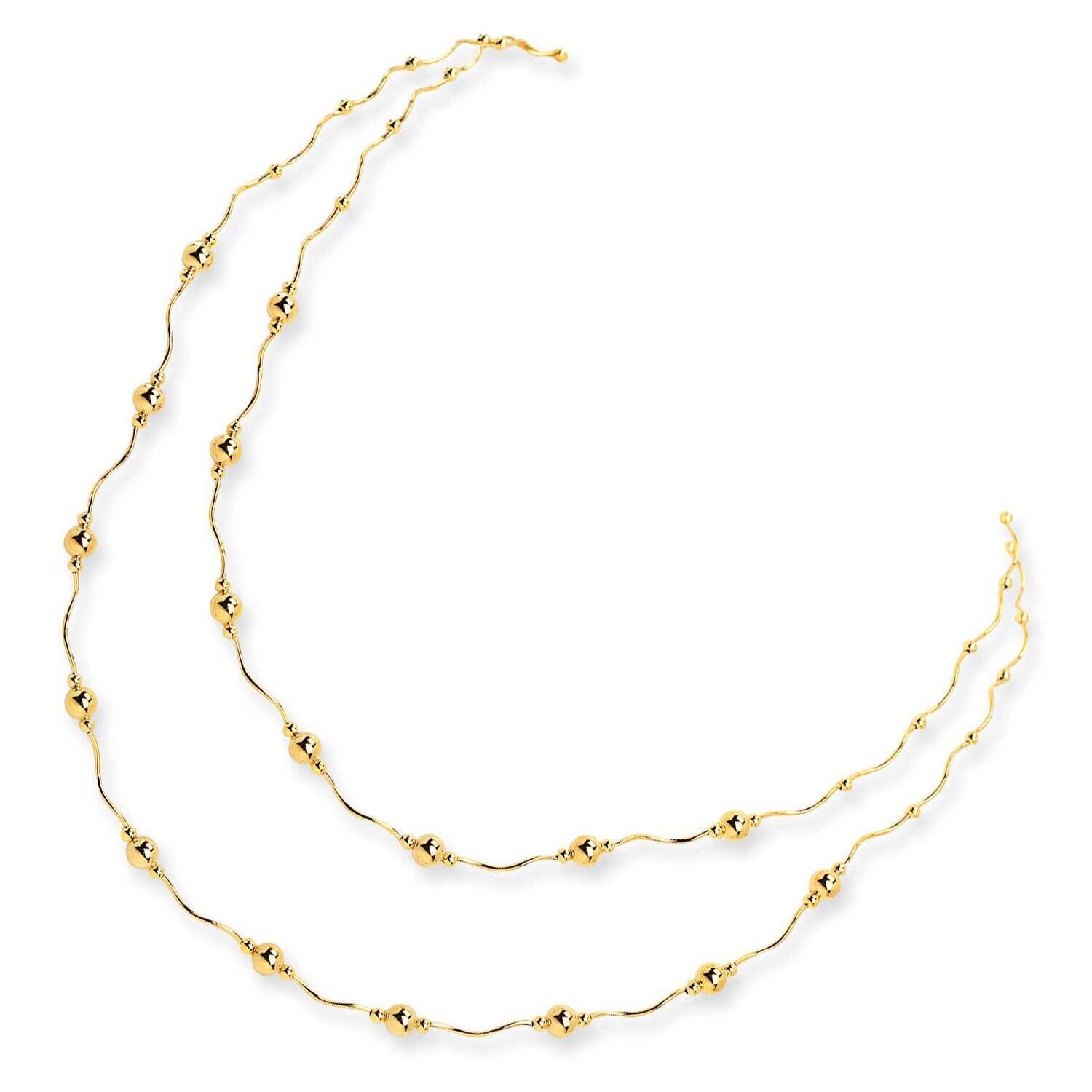 14Ky Double Spiral And Bead Necklace 14k Gold XF142-20
