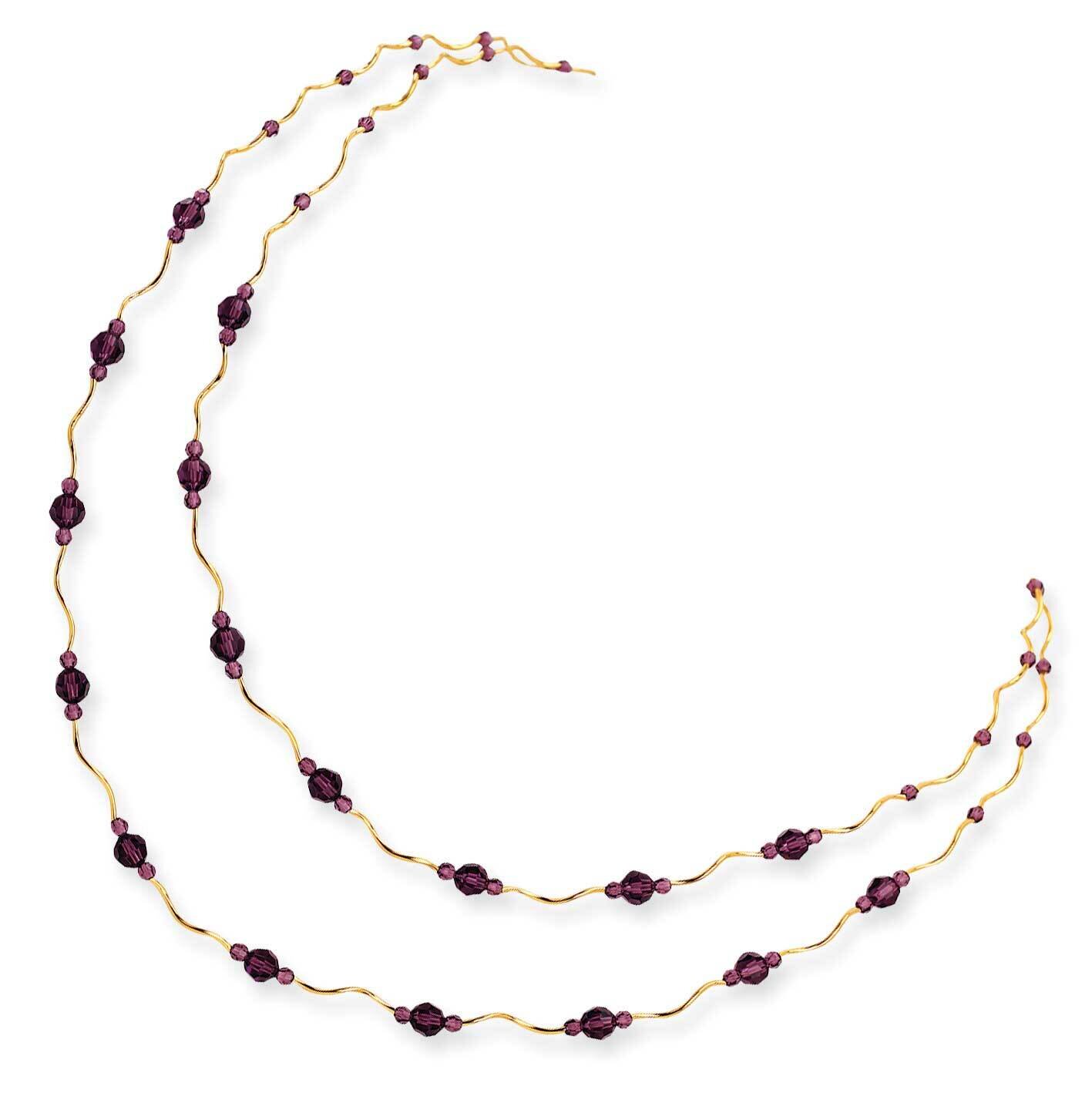 14Ky Spiral & Purple Crystal Necklace 14k Gold XF144-20