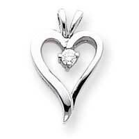 AAA Diamond Heart Pendant 14k White Gold XH38WAAA
