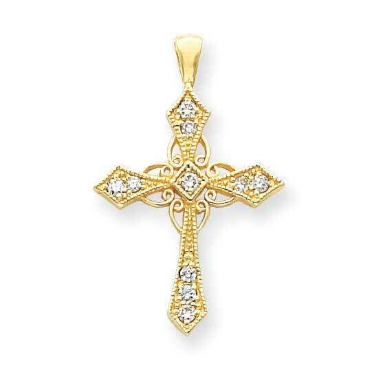 AAA Diamond Cross Pendant 14k Gold XP1777AAA