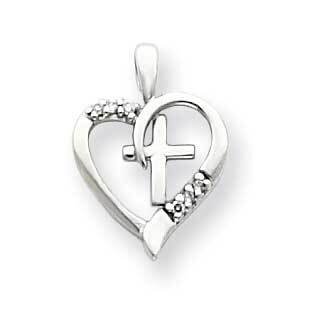 Vs Diamond Heart &amp; Cross Pendant 14k White Gold XP1769WVS, MPN: XP1769WVS, 883957239088