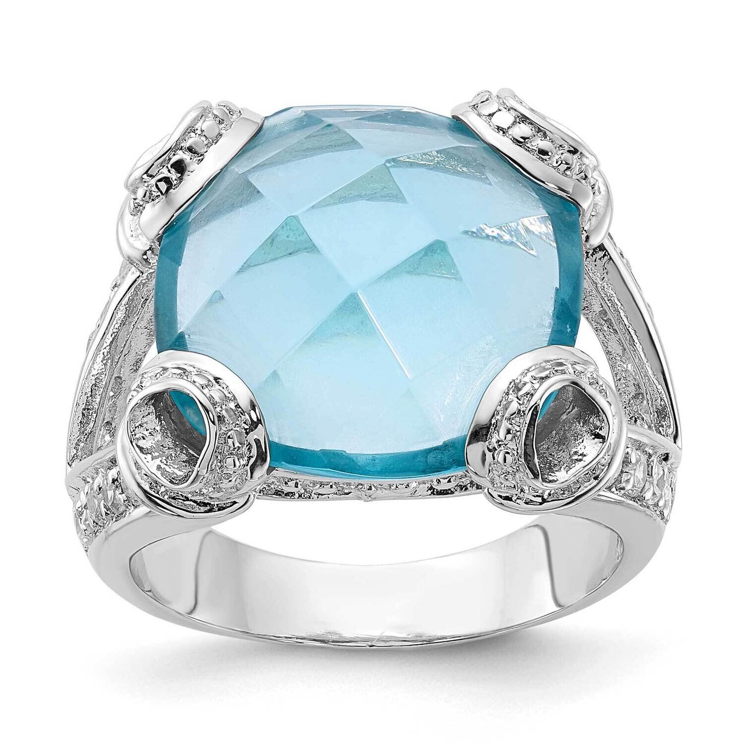 Blue &amp; Clear CZ Ring Sterling Silver QR1419, MPN: QR1419,