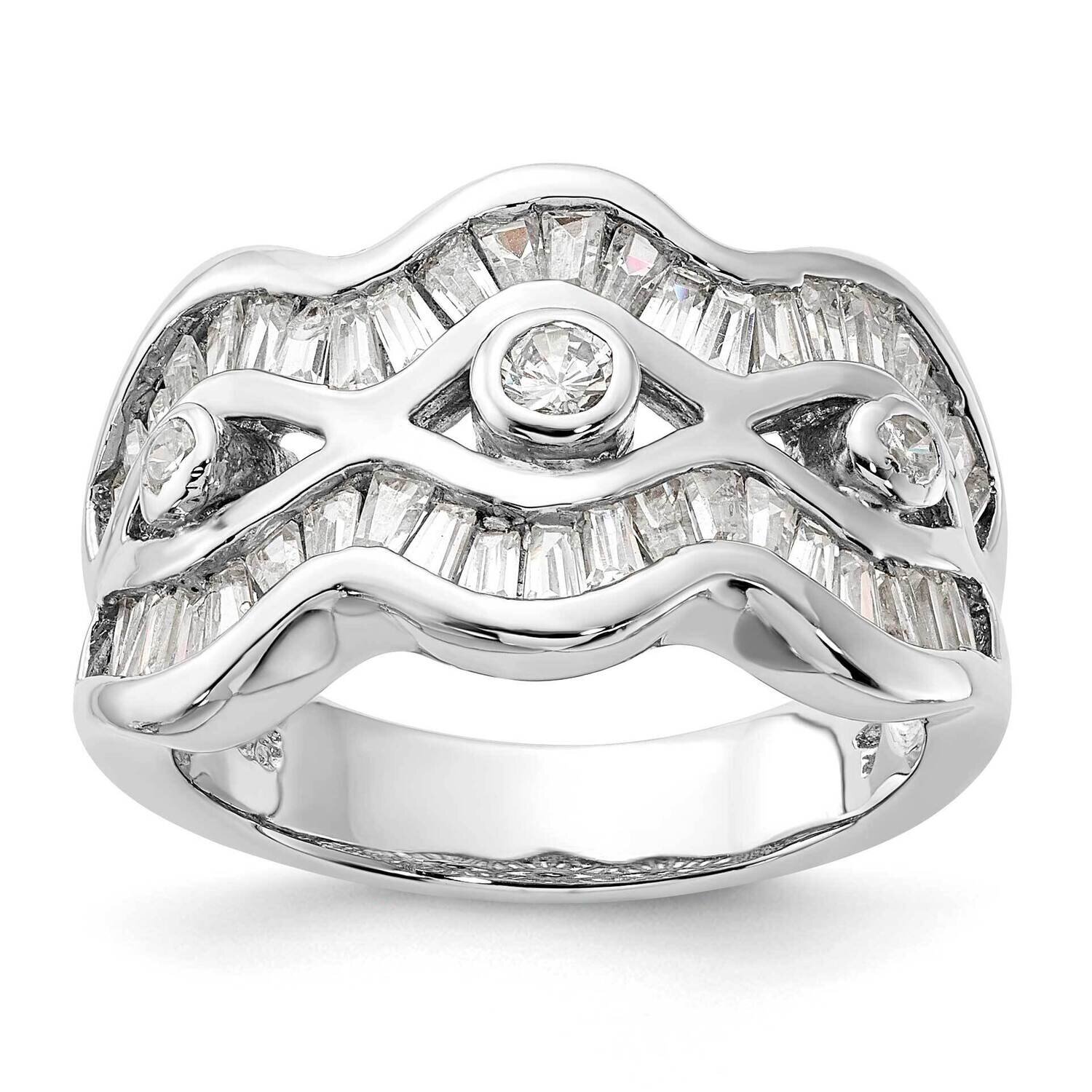 Wavy CZ Ring Sterling Silver Polished QR2069