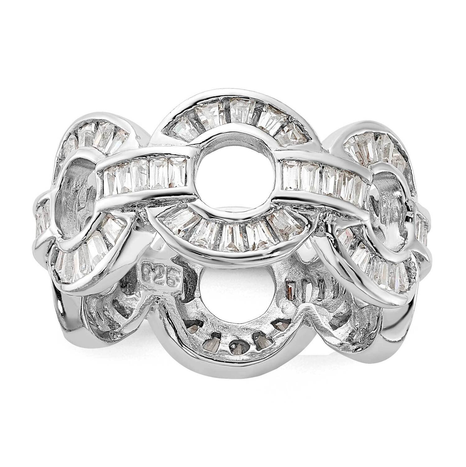 Fancy CZ Circle Link Ring Sterling Silver Polished QR2182, MPN: QR2182, 883957218052