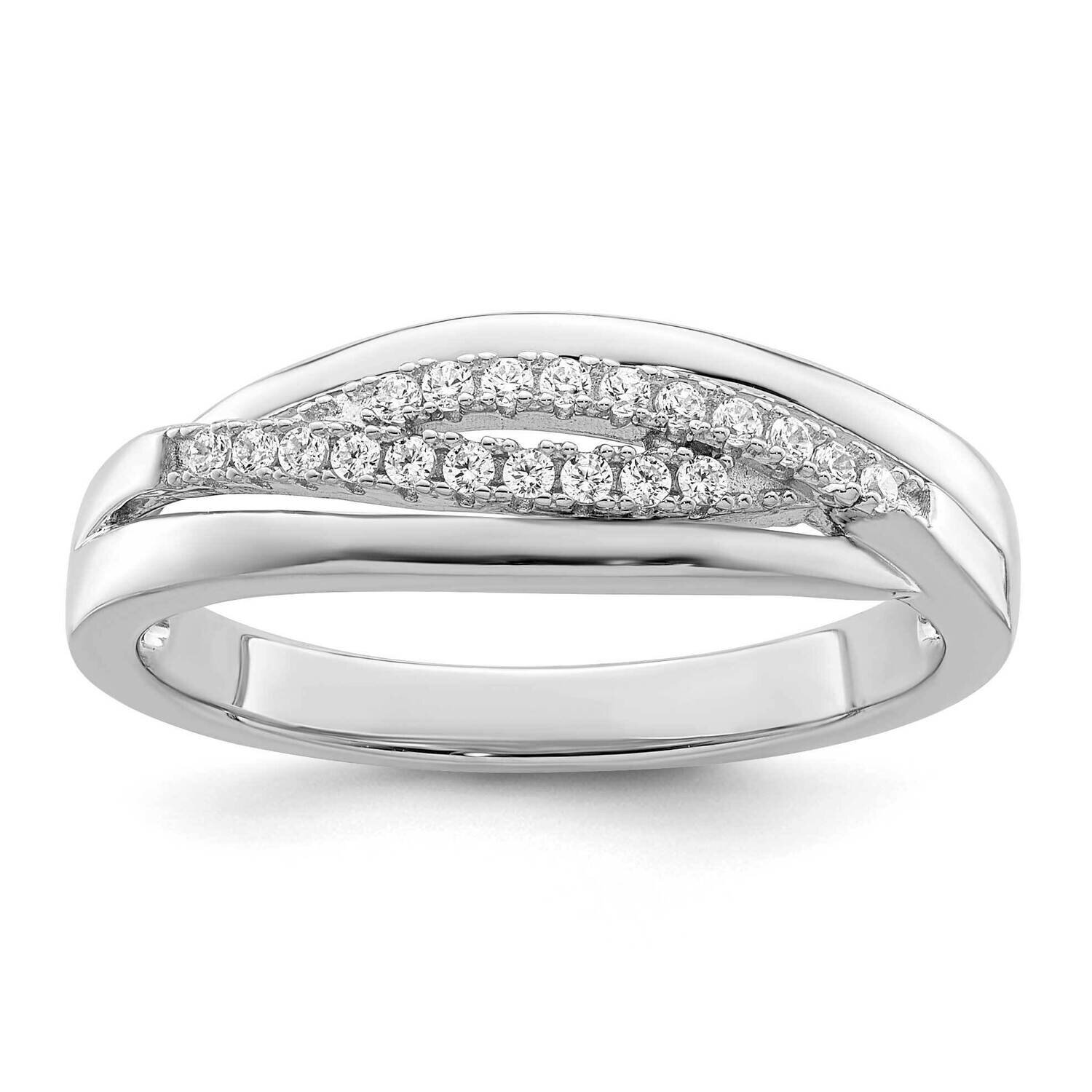 CZ Twisted Band Sterling Silver Rhodium-Plated QR7251