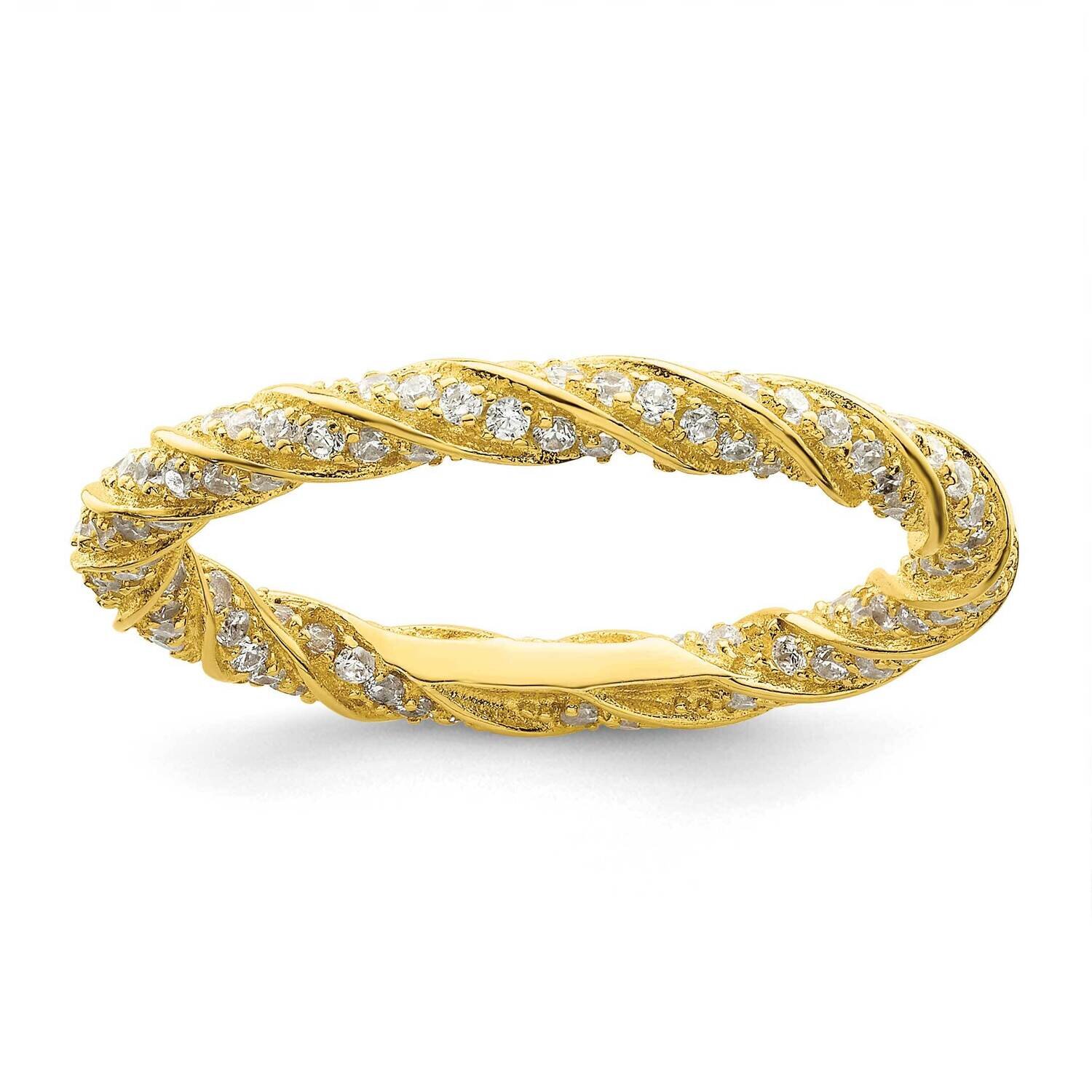 Gold-Tone CZ Twisted Eternity Band Sterling Silver Polished QR7264, MPN: QR7264,