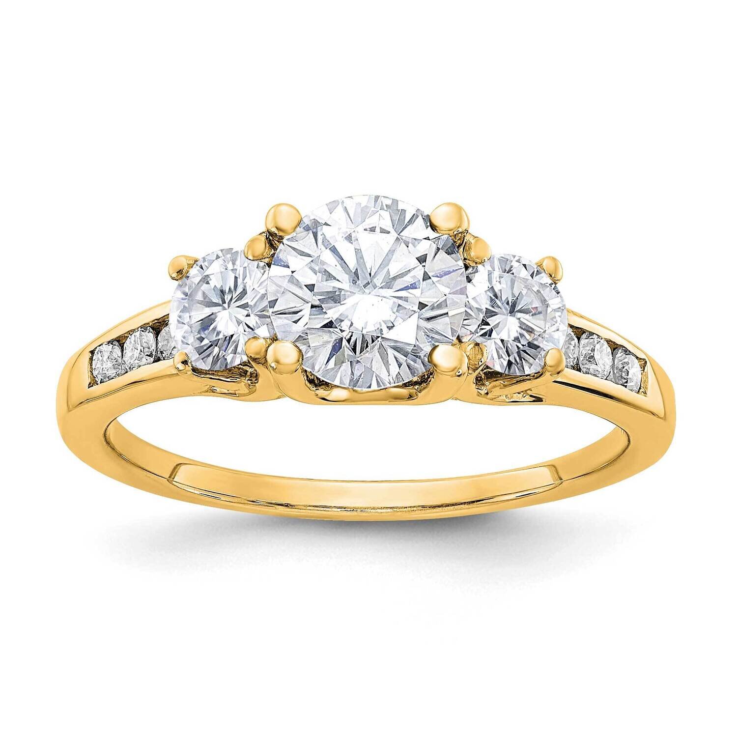 1.50ct. Three Stone with Side Stones G H I True Light Moissanite Ring 14k Gold DB21958Y4MT, MPN: DB…