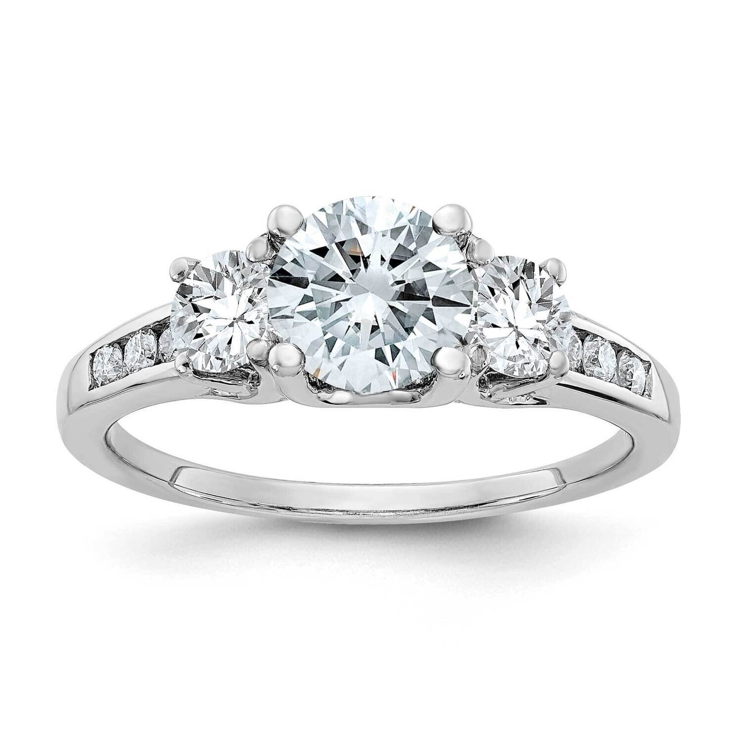 1.50ct. Three Stone with Side Stones D E F Pure Light Moissanite Ring 14k White Gold DB21958MP, MPN…