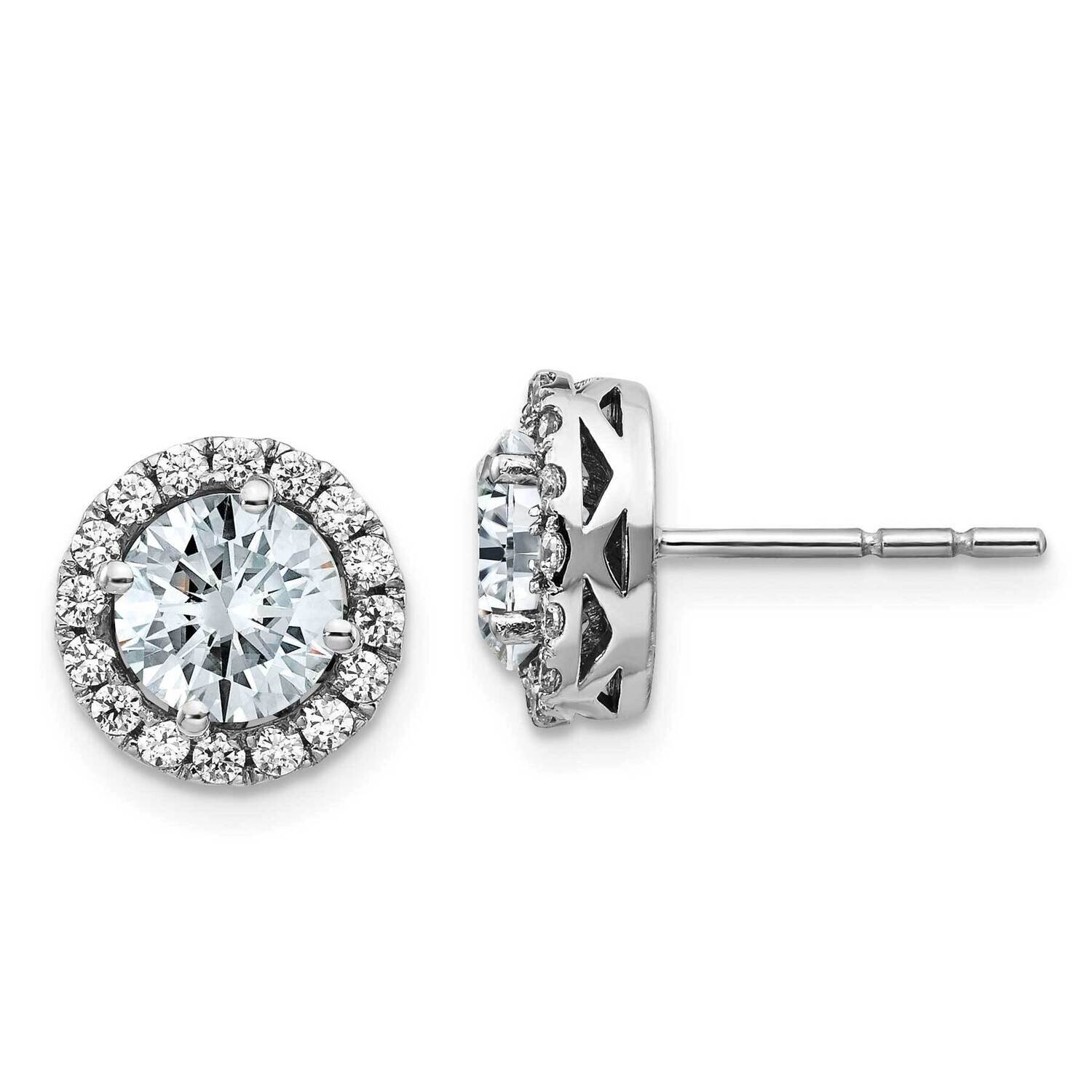 Round Halo D E F Pure Light Moissanite Earrings 14k White Gold EM4452-260-WMP, MPN: EM4452-260-WMP,…