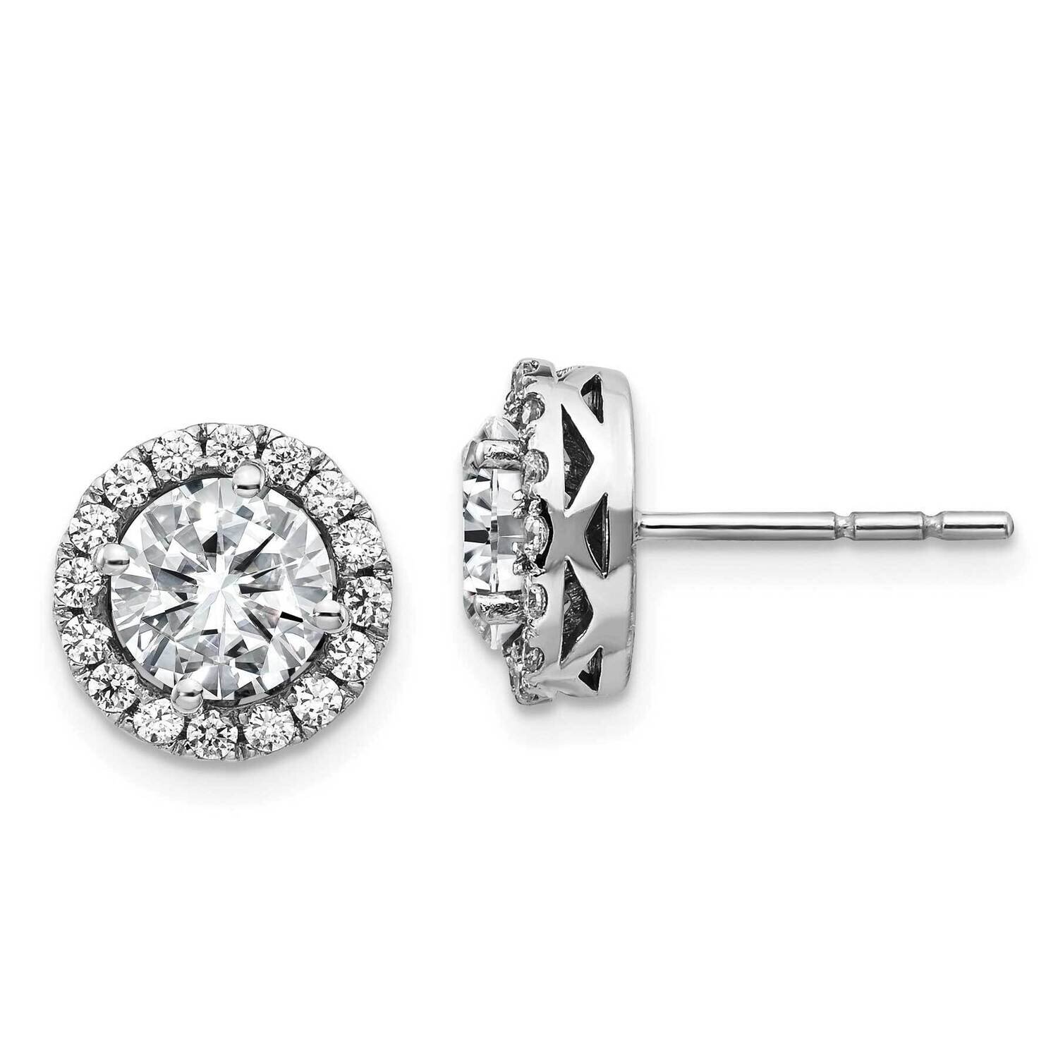 Round Halo G H I True Light Moissanite Earrings 14k White Gold EM4452-260-WMT, MPN: EM4452-260-WMT,…