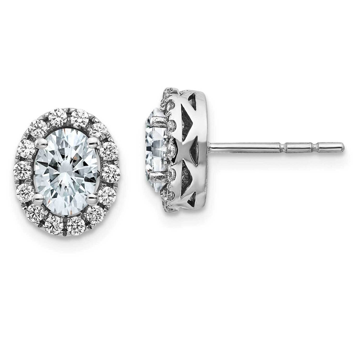 Oval Halo D E F Pure Light Moissanite Earrings 14k White Gold EM4453-240-WMP, MPN: EM4453-240-WMP, …