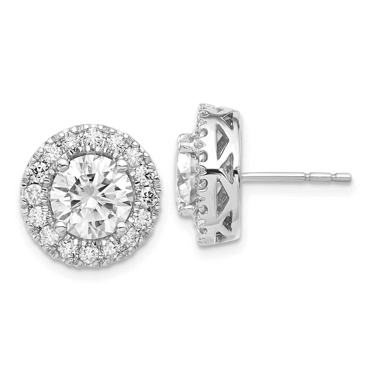 Round Halo G H I True Light Moissanite Earrings 14k White Gold EM4452-475-WMT, MPN: EM4452-475-WMT,…