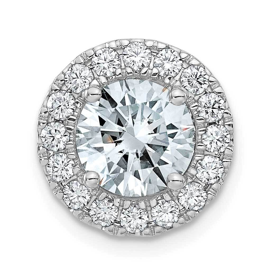 Round Halo D E F Pure Light Moissanite Chain Slide 14k White Gold PM4452-240-WMP, MPN: PM4452-240-W…