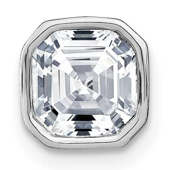 Asscher Bezel D E F Pure Light Moissanite Chain Slide 14k White Gold PM6805-135-WMP, MPN: PM6805-13…
