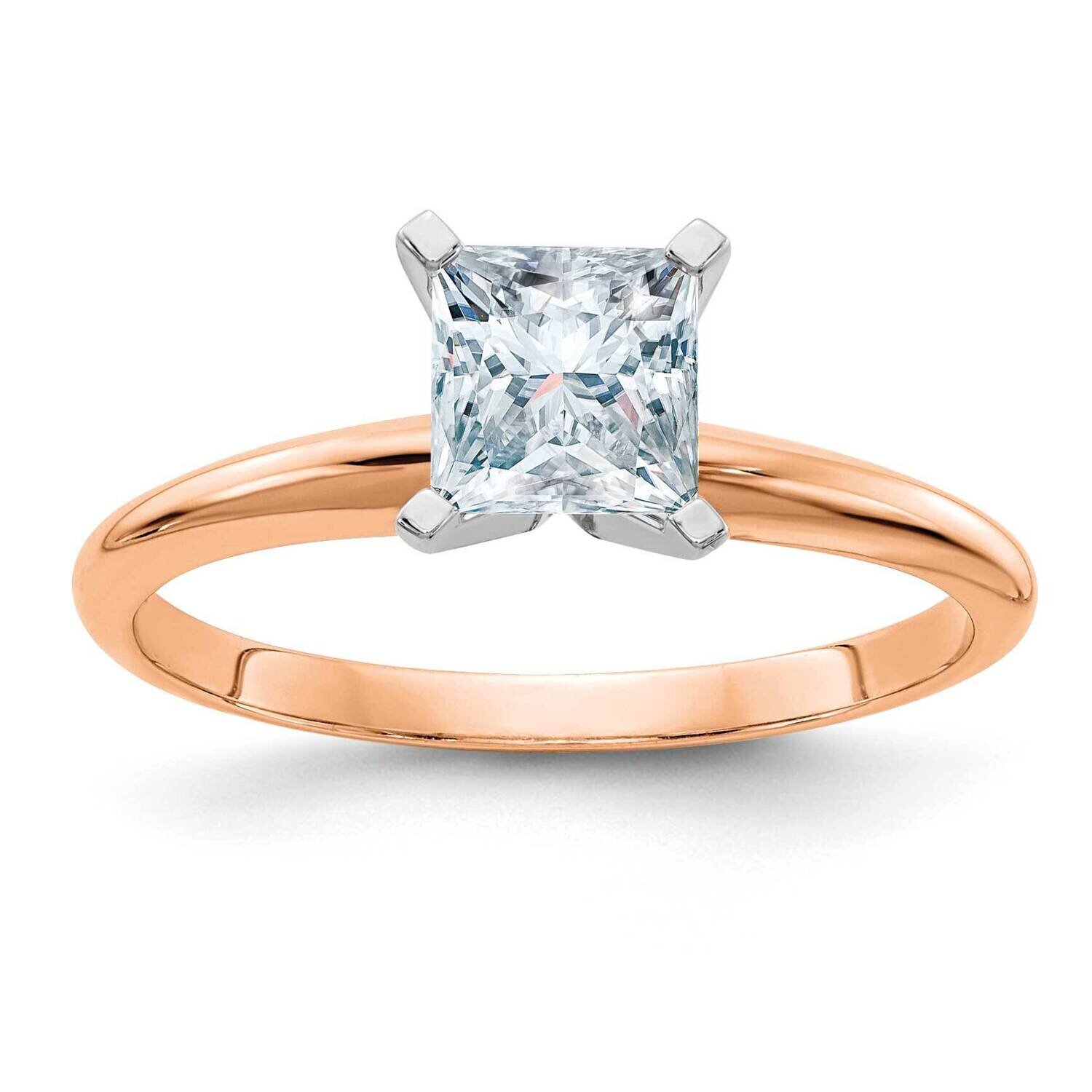 1ct. 5.5mm D E F Pure Light Princess Moissanite Solitaire Ring 14k Rose Gold RGSH13P-12MP, MPN: RGS…