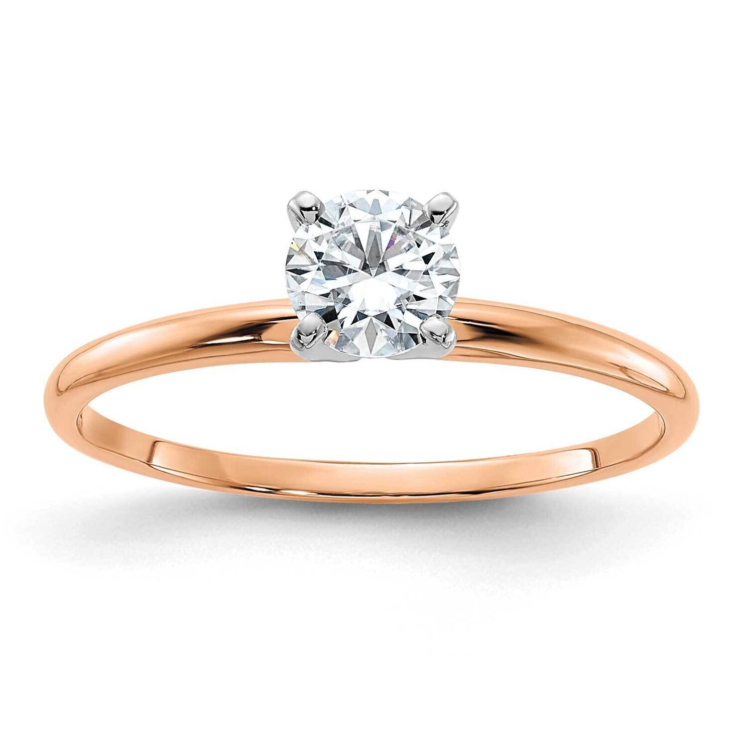 1/2ct. 5.0mm D E F Pure Light Round Moissanite Solitaire Ring 14k Rose Gold RGSH13-9MP