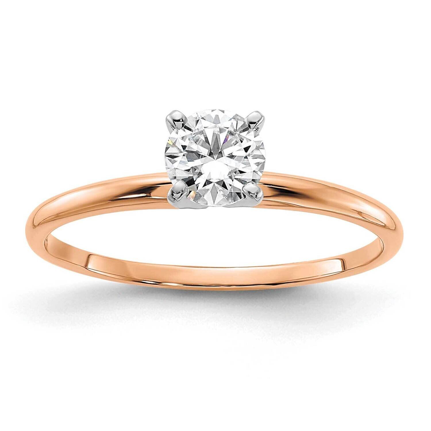 1/2ct. 5.0mm G H I True Light Round Moissanite Solitaire Ring 14k Rose Gold RGSH13-9MT, MPN: RGSH13…