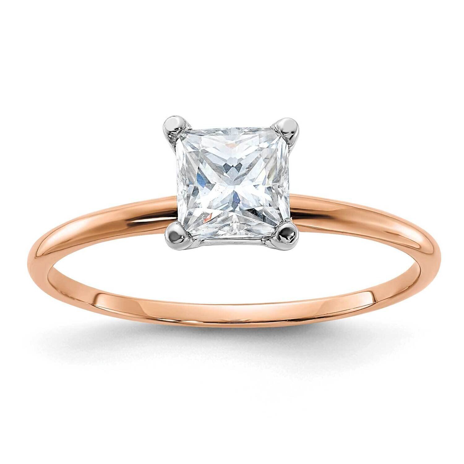 3/4ct. 5.0mm D E F Pure Light Princess Moissanite Solitaire Ring 14k Rose Gold RGSH13P-11MP, MPN: R…