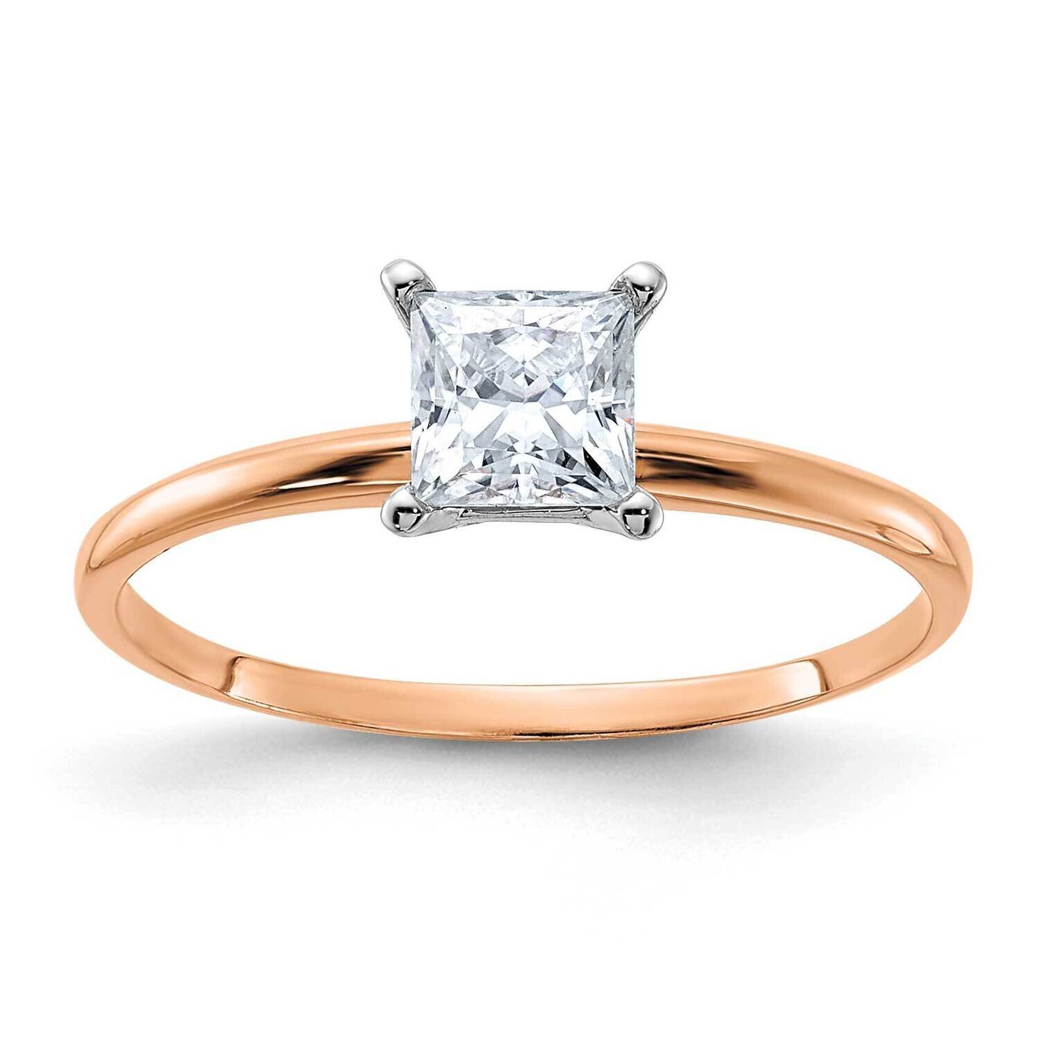 5/8ct. 4.5mm D E F Pure Light Princess Moissanite Solitaire Ring 14k Rose Gold RGSH13P-9MP, MPN: RG…