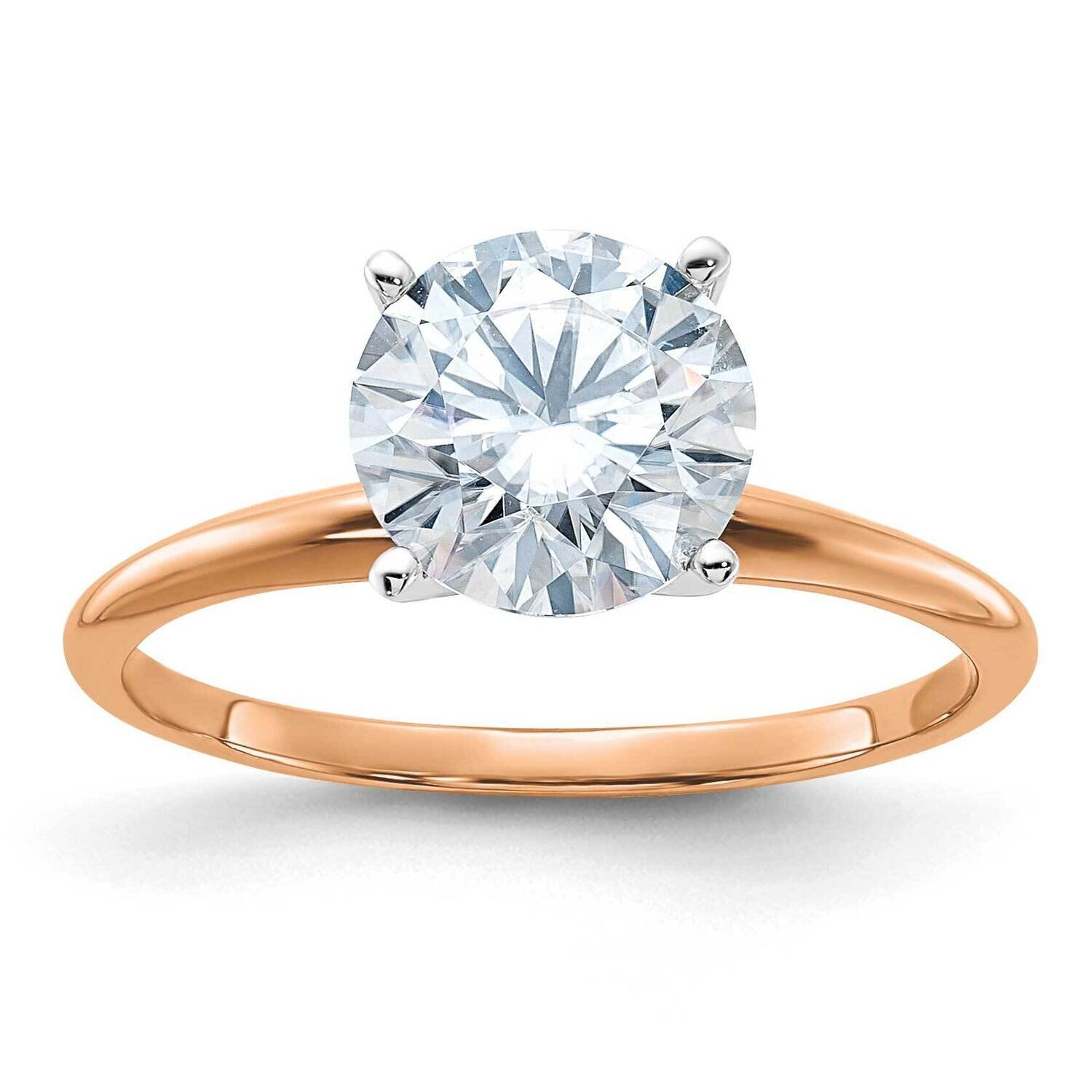 2ct. 8.0mm D E F Pure Light Round Moissanite Solitaire Ring 14k Rose Gold RGSH15-15MP, MPN: RGSH15-…