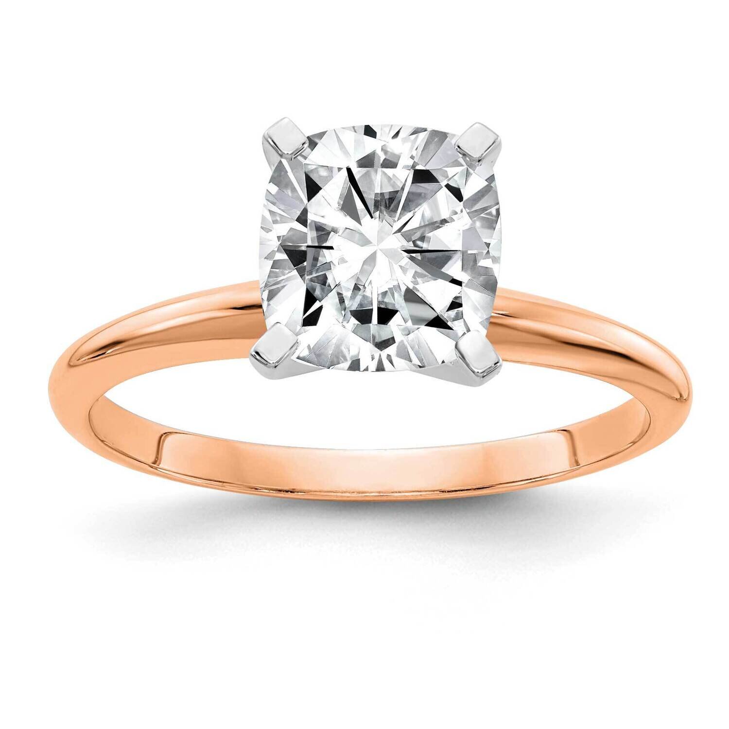 2ct. 7.5mm G H I True Light Cushion Moissanite Solitaire Ring 14k Rose Gold RGSH15C-15MT, MPN: RGSH…