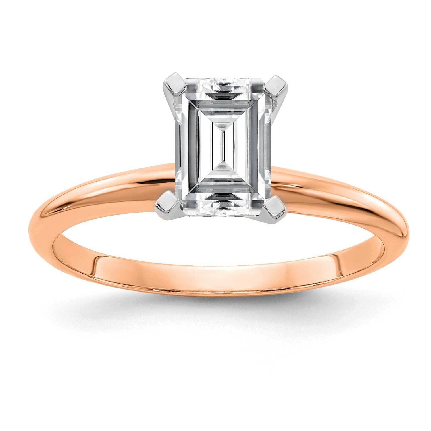 1ct. 7x5 G H I True Light Emerald Moissanite Solitaire Ring 14k Rose Gold RGSH15E-12MT, MPN: RGSH15…