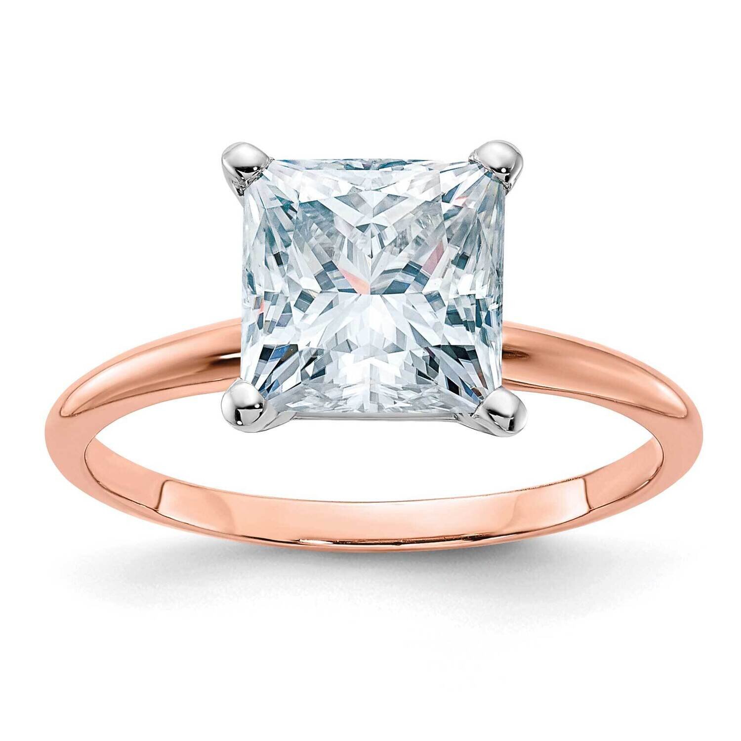2 1/2ct. 7.5mm D E F Pure Light Princess Moissanite Solitaire Ring 14k Rose Gold RGSH15P-16MP, MPN:…
