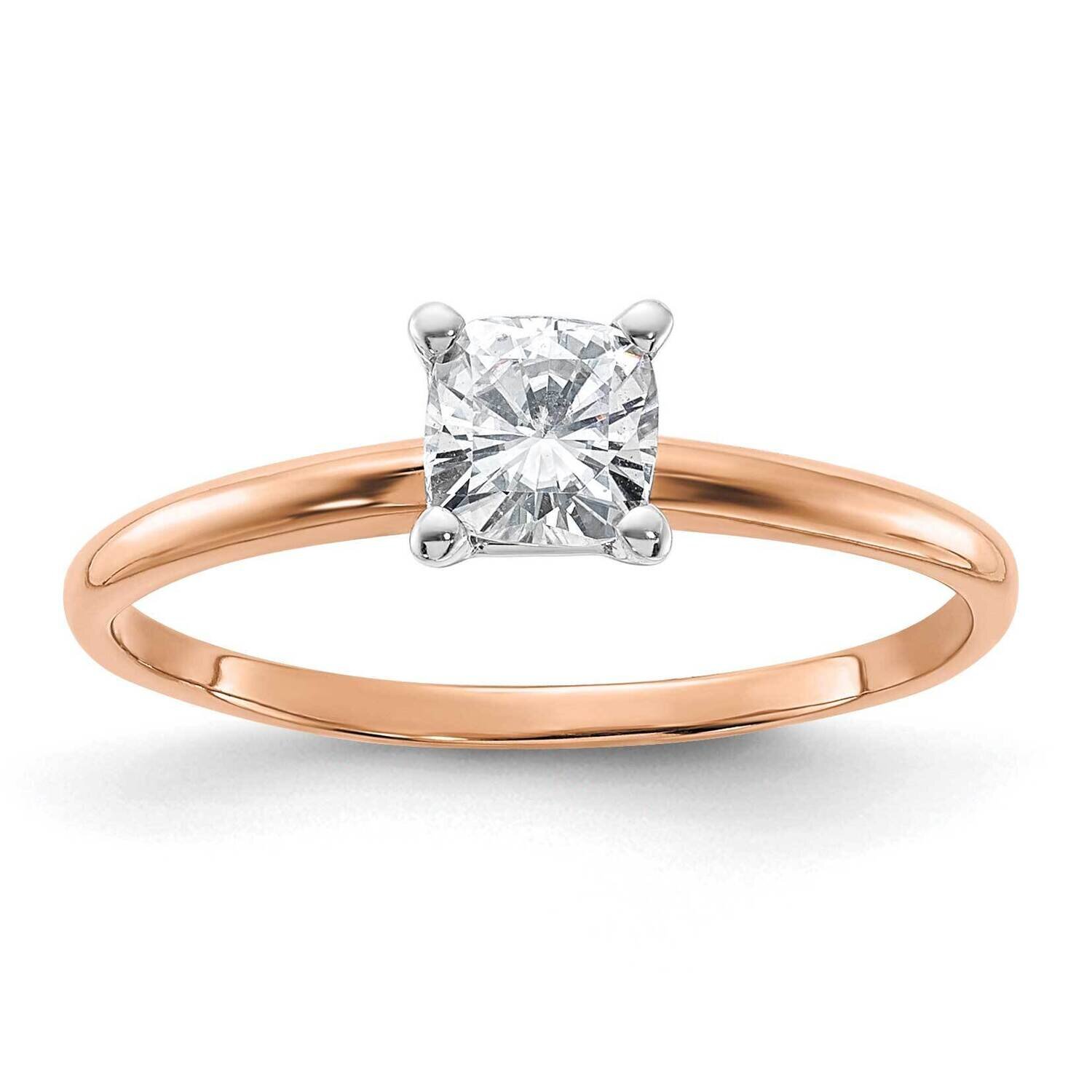1/2ct. 4.5mm G H I True Light Cushion Moissanite Solitaire Ring 14k Rose Gold RGSH13C-8MT, MPN: RGS…